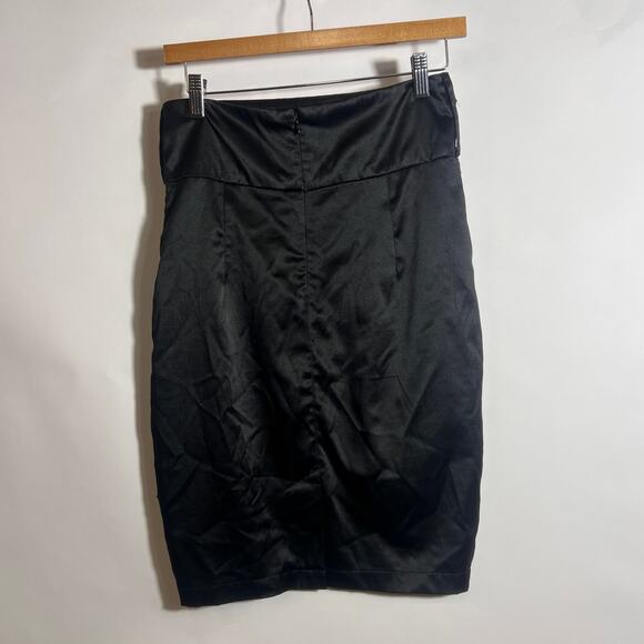 Faisca Black Midi Skirt With Runching And A Back Slit Size M - Picture 2 of 5
